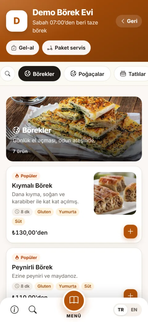 Klasik menü şablonu