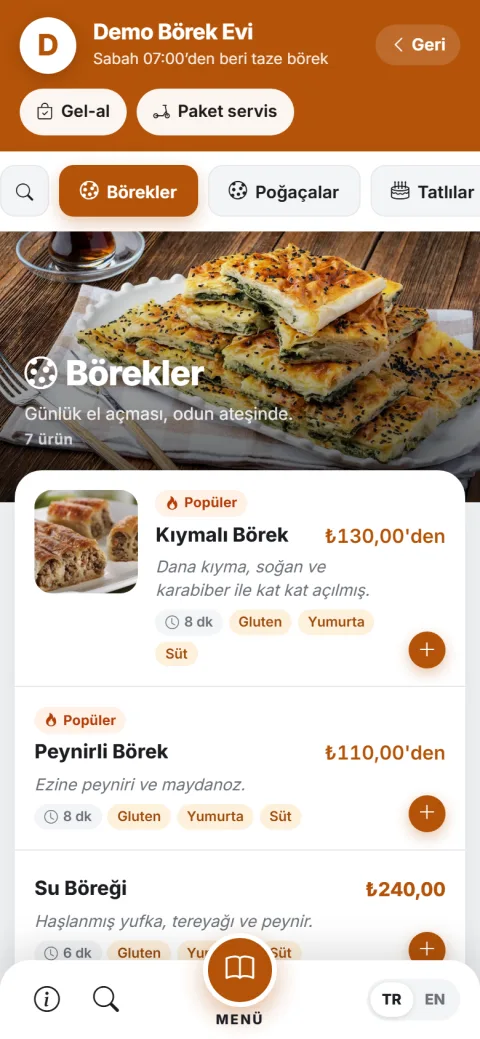 Premium menü şablonu